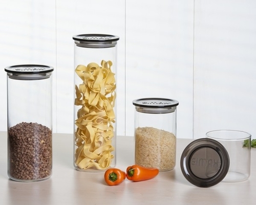 SIMAX 5142/L Стъклен буркан за съхранение 1,40 л с пластмасова капачка, Ф9.6хН23.3 см