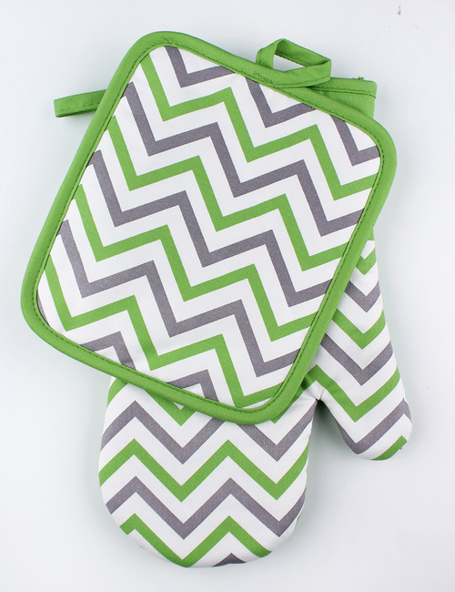 Кухненски комплект от 2 части, ръкавица 30см + ръкохватка -зелен