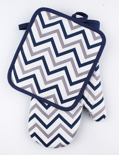 Кухненски комплект от 2 части, ръкавица 30см + ръкохватка - син