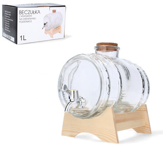 Стъклено буре със стойка и канелка, 1л
