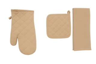 Кухненски комплект от 3 части- ръкавица, ръкохватка и кърпа - БЕЖ