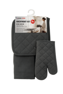  Кухненски комплект от 3 части- ръкавица, ръкохватка и кърпа - СИВ