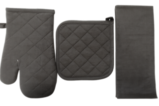  Кухненски комплект от 3 части- ръкавица, ръкохватка и кърпа - СИВ