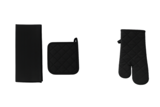 Кухненски комплект от 3 части- ръкавица, ръкохватка и кърпа - ЧЕРЕН